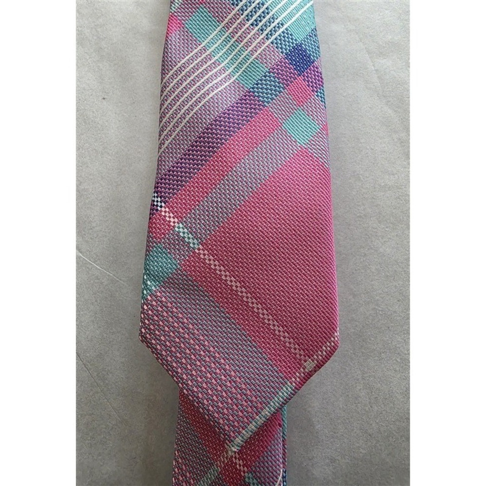 NWT Tommy Hilfiger Boy's Tie Pink Blue Plaid Classic 125853